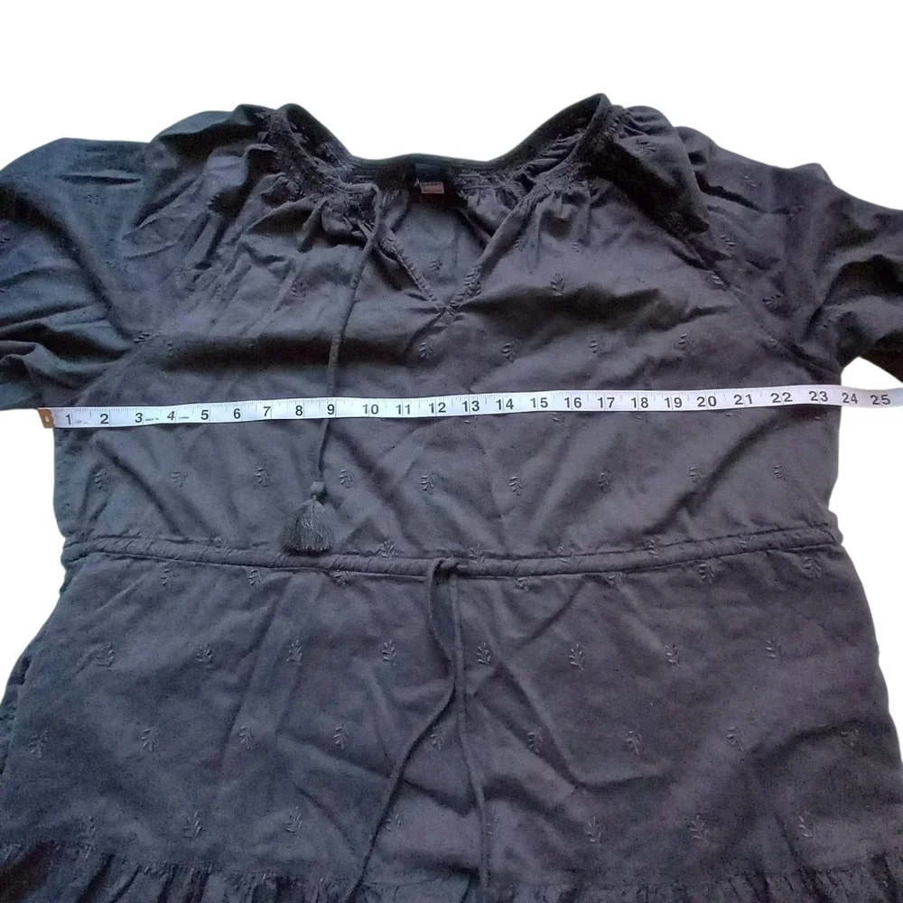 Old Navy Waist Defined Embroidered Midi Dress Gray Size XL Pockets Boho Peasant - Picture 13 of 16
